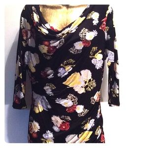 🐞 H&M Draped Neck Mid Sleeve Fitted Top